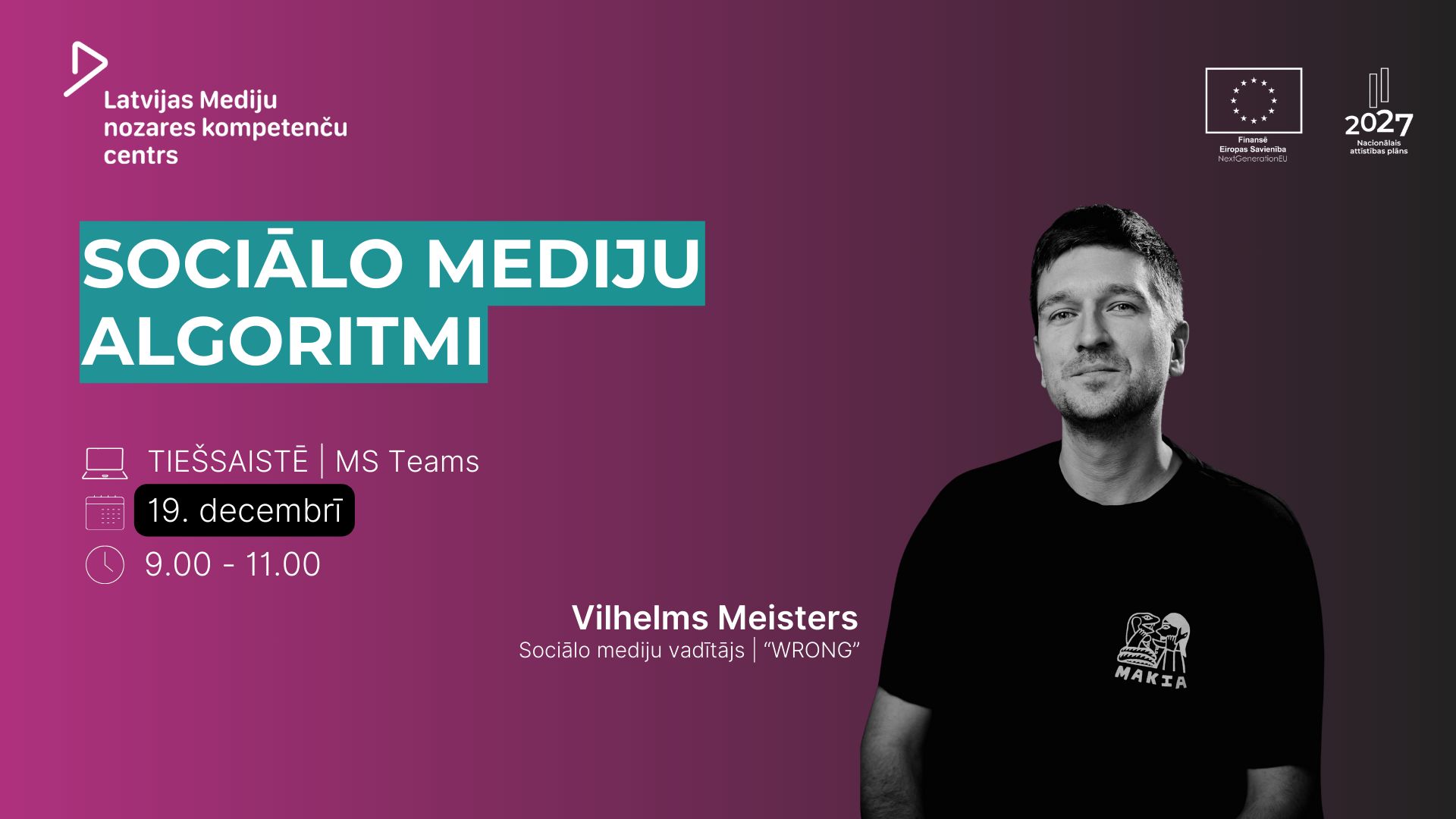 Tiešsaistes seminārs "Sociālo mediju algoritmi", 19.decembrī